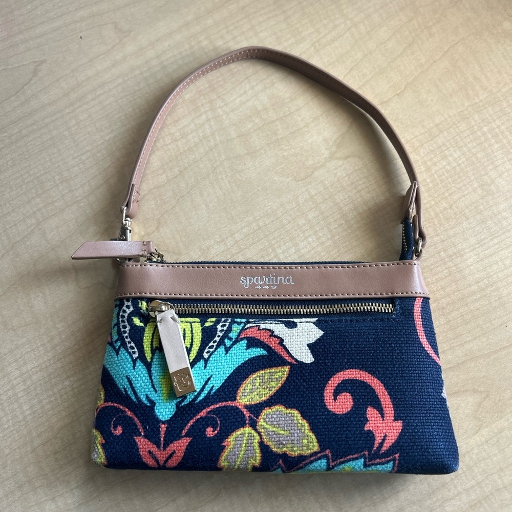 Spartina 449 Amelia Navy Blue Clutch Bag  Florall
